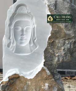 Tượng Mặt Phật Quan Âm Bằng Đá Nguyên Khối