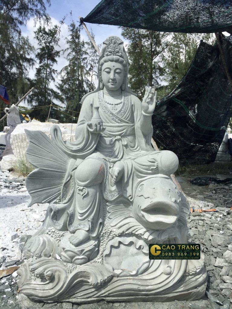 Tượng Quan Âm tự tại đẹp - Tượng Phật Đá Cao Trang