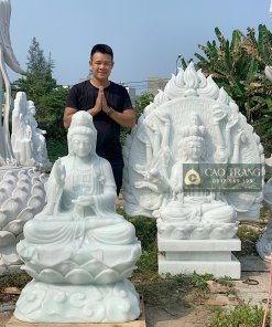 Tượng Phật Quan Âm Ngồi Thiền Trên Đài Sen