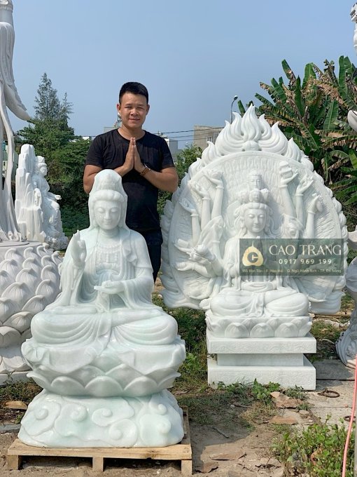 Tượng Phật Quan Âm Ngồi Thiền Trên Đài Sen