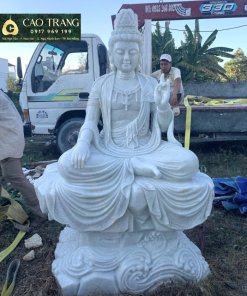 Mẫu Tượng Phật Tự Tại ngồi chế tác tỉ mỉ từ đá cẩm thạch