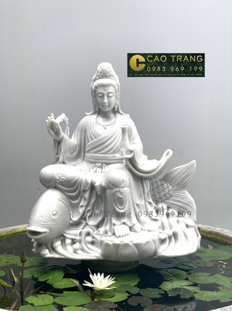 Tượng Quan Âm cưỡi cá chép hóa rồng đẹp