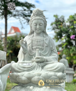 Tượng Quan Âm ngồi đài sen cao 1m