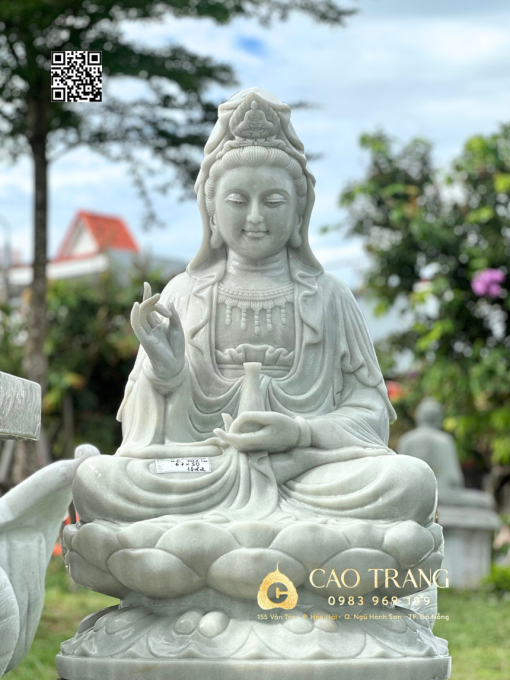 Tượng Quan Âm ngồi đài sen cao 1m