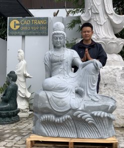 Tượng quan âm tự tại bằng đá ngồi