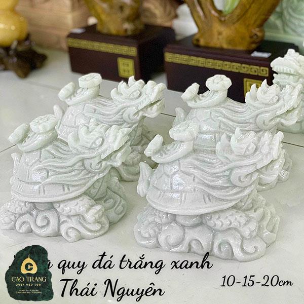 Tượng rùa đầu rồng phong thủy bằng đá trắng xanh Thái Nguyên. Nguồn: Tượng Phật Đá Cao Trang