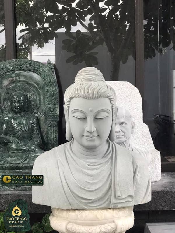 Tượng Đầu Phật Bằng Đá Sa Thạch Đẹp