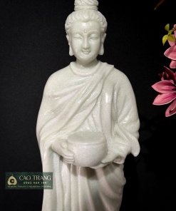 Chính diện Tượng Thích Ca Đứng Tay Cầm Bát 50CM