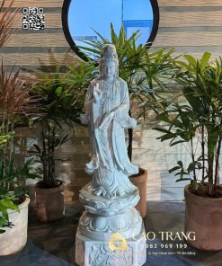 Tượng Quan Âm cao 1m4 đứng trên đài sen 1 tuong quan am 1m4