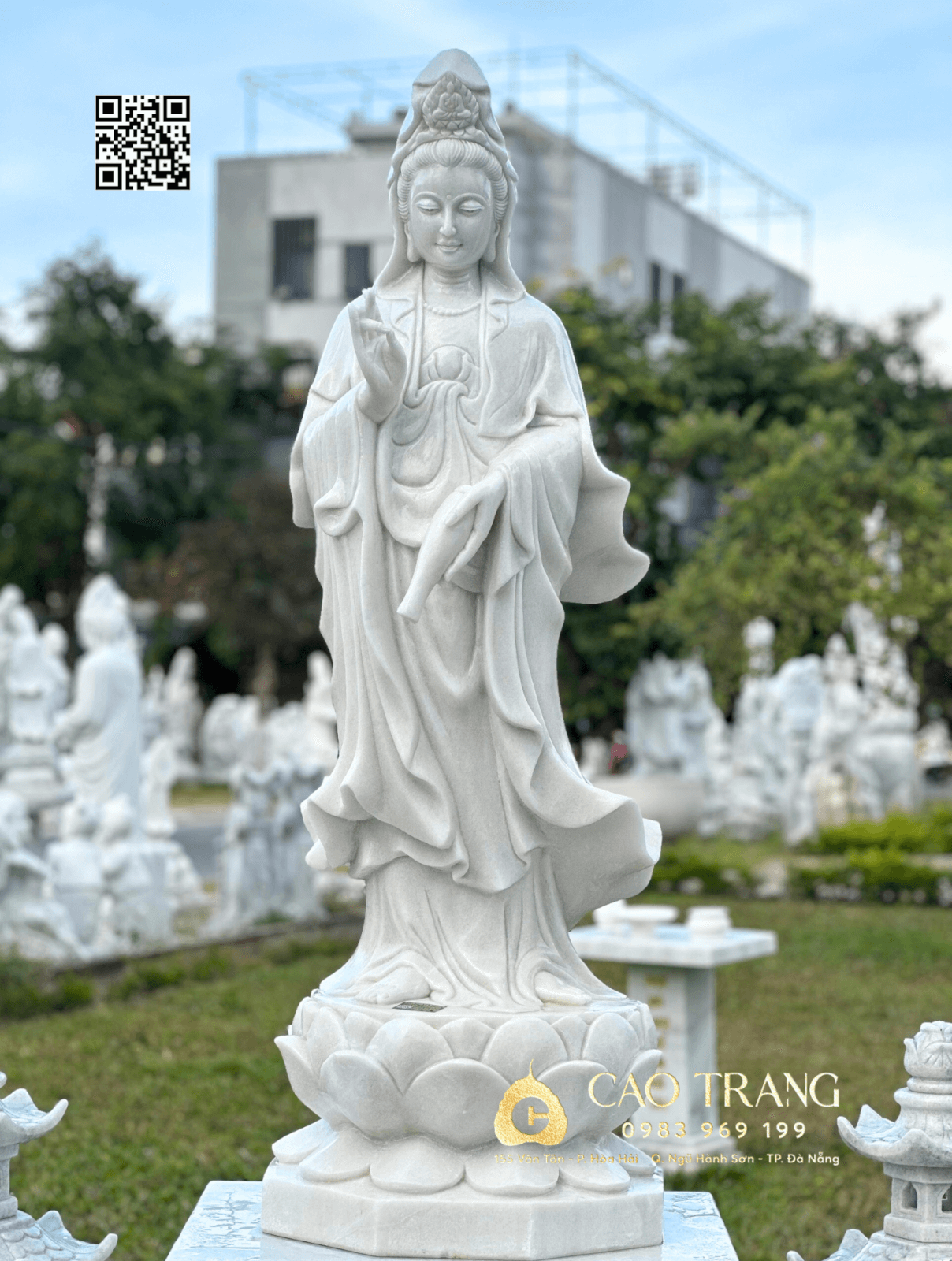 tổng thể Tượng Quan Âm Bồ Tát cao 1M5