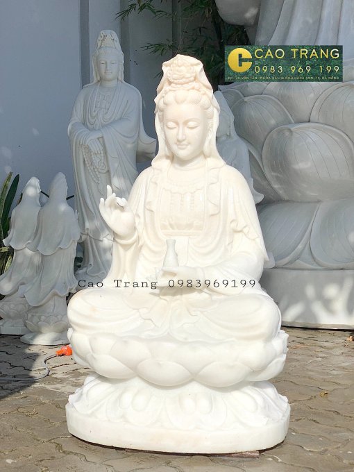Tượng Quan Âm ngồi bằng đá đẹp
