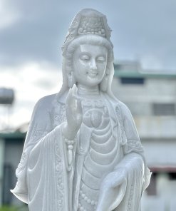 Tượng Quan Âm Bồ Tát đứng cao 1,2m đá cẩm thạch trắng