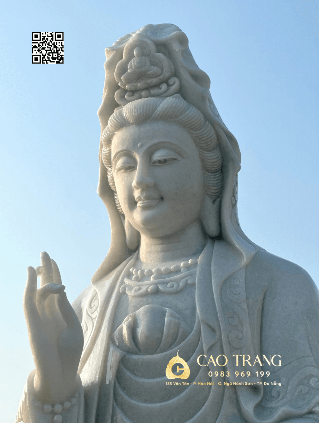Tượng Quan Âm Bồ Tát áo hoa văn cao 2,5M
