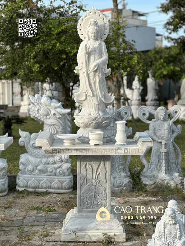 Tượng Quan Âm Đứng cao 1,2m có hào quang