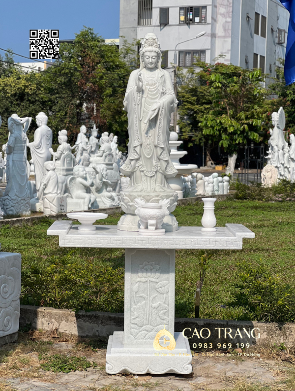 tượng Quan Âm đứng cao 1,2m và bộ thờ đá cao cấp