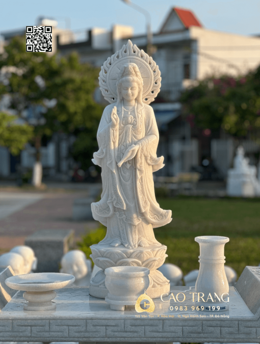 Tượng Quan Âm Bồ Tát hào quang cao 80cm