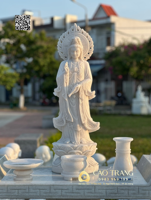 Tượng Quan Âm Bồ Tát hào quang cao 80cm
