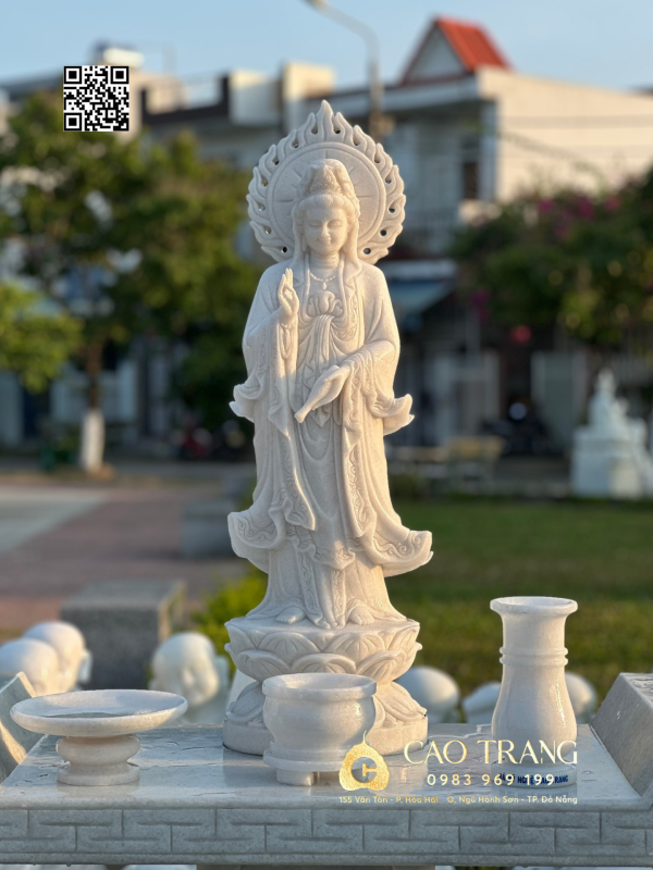 Tượng Quan Âm Bồ Tát hào quang cao 80cm