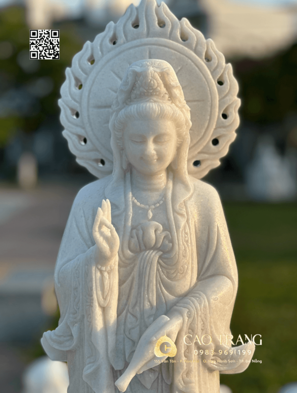 Tượng Quan Âm Bồ Tát hào quang cao 80cm