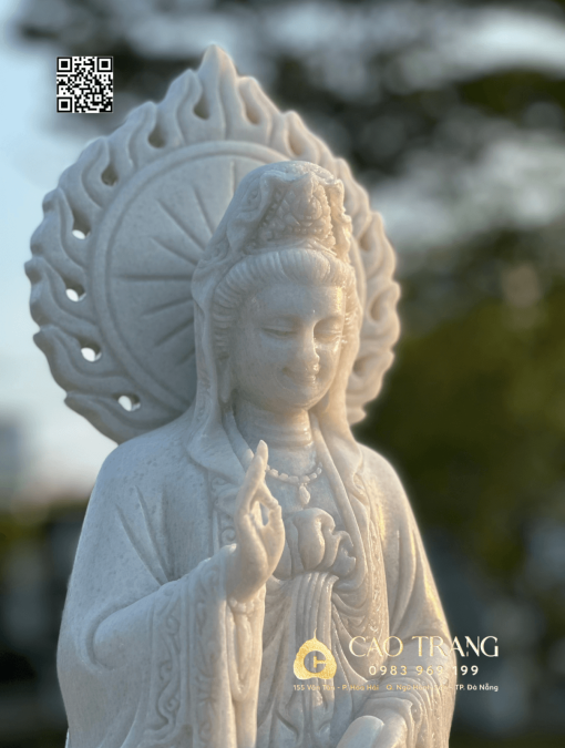 Tượng Quan Âm Bồ Tát hào quang cao 80cm