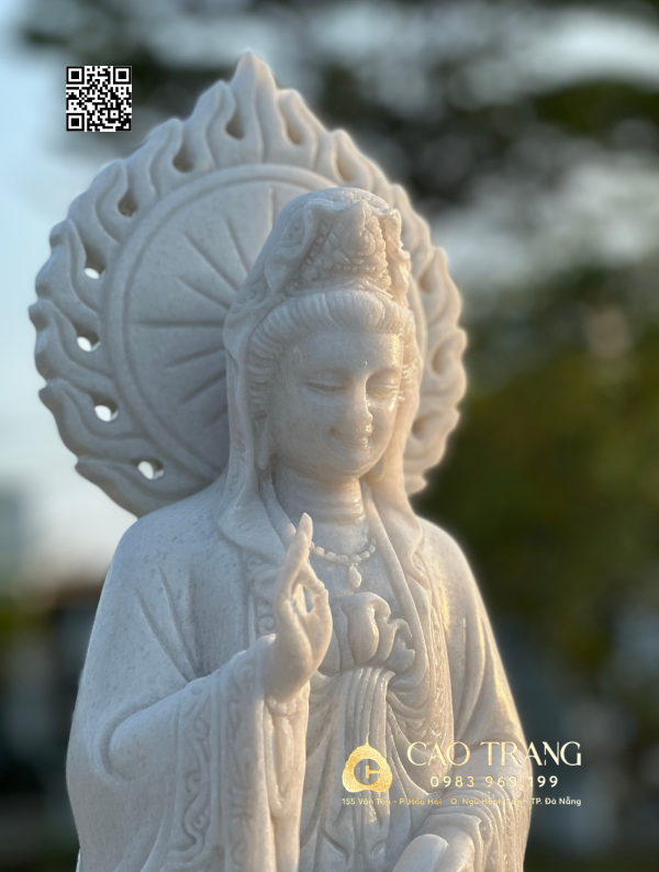 Tượng Quan Âm Bồ Tát hào quang cao 80cm