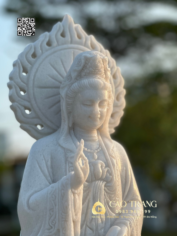 Tượng Quan Âm Bồ Tát hào quang cao 80cm