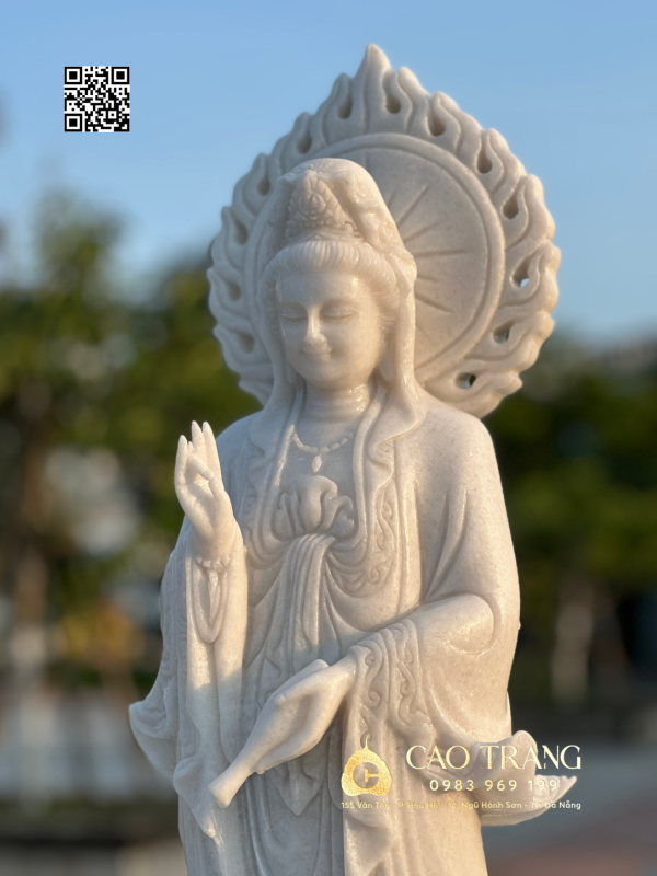 Tượng Quan Âm Bồ Tát hào quang cao 80cm