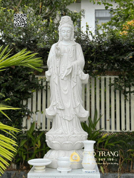 Tượng Quan Âm Bồ Tát hoa văn cao 1,4M