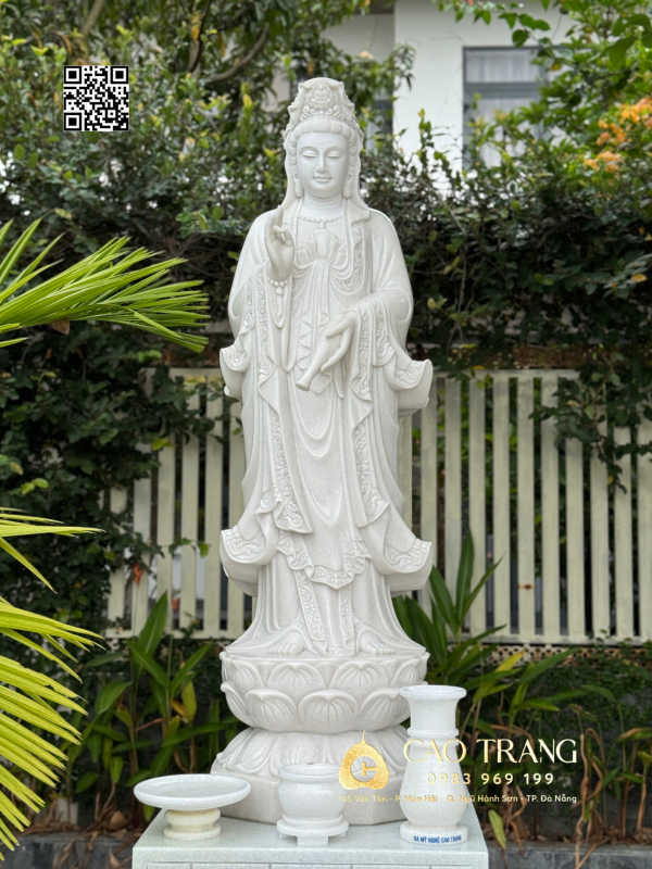 Tượng Quan Âm Bồ Tát hoa văn cao 1,4M