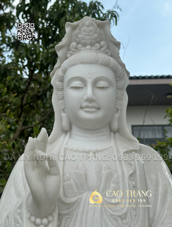 Tượng Quan Âm Bồ Tát hoa văn cao 1,4M
