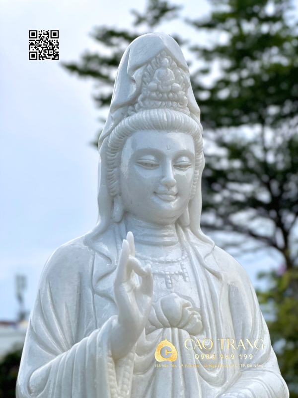 Tượng Quan Âm Bồ Tát chuỗi ngọc cao 1M