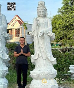 Tượng Phật Quan Âm đứng chuỗi hạt cao 2m8