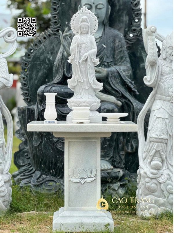 tượng Quan Âm hào quang cao 1m