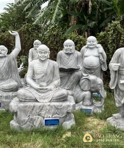 Bộ Tượng Thập Bát La Hán cao 1.5m đá xám