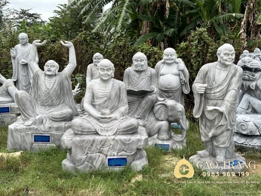 Bộ Tượng Thập Bát La Hán cao 1.5m đá xám