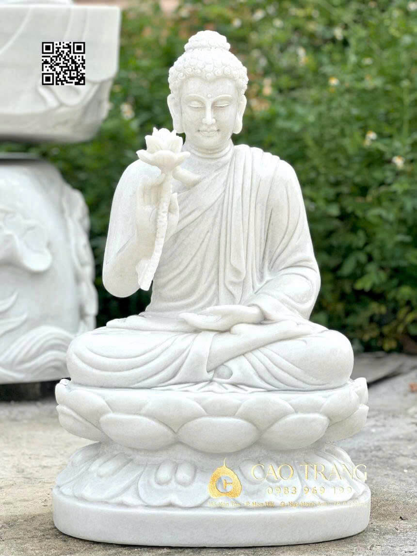 Tượng Phật Thích Ca Niêm Hoa Vi Tiếu cao 70cm