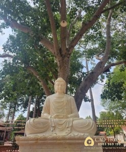 Tượng Phật Thích Ca đá vàng tọa thiền cao 2m 1 thich ca da vang ngoi thien cao 2m