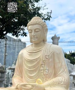 Tượng Phật Thích Ca đá vàng tọa thiền cao 2m” 1 tuong phat thich ca da vang toa thien cao 2m 2