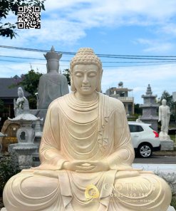 Tượng Phật Thích Ca đá vàng tọa thiền cao 2m” 5 tuong phat thich ca da vang toa thien cao 2m 5