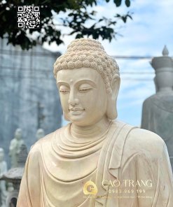 Tượng Phật Thích Ca đá vàng tọa thiền cao 2m” 3 tuong phat thich ca da vang toa thien cao 2m 7