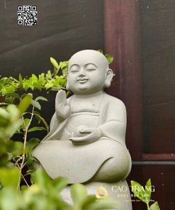 Chú Tiểu cao 80cm bằng đá sa thạch 4 chu tieu cao 80 cm bang da sa thach 6