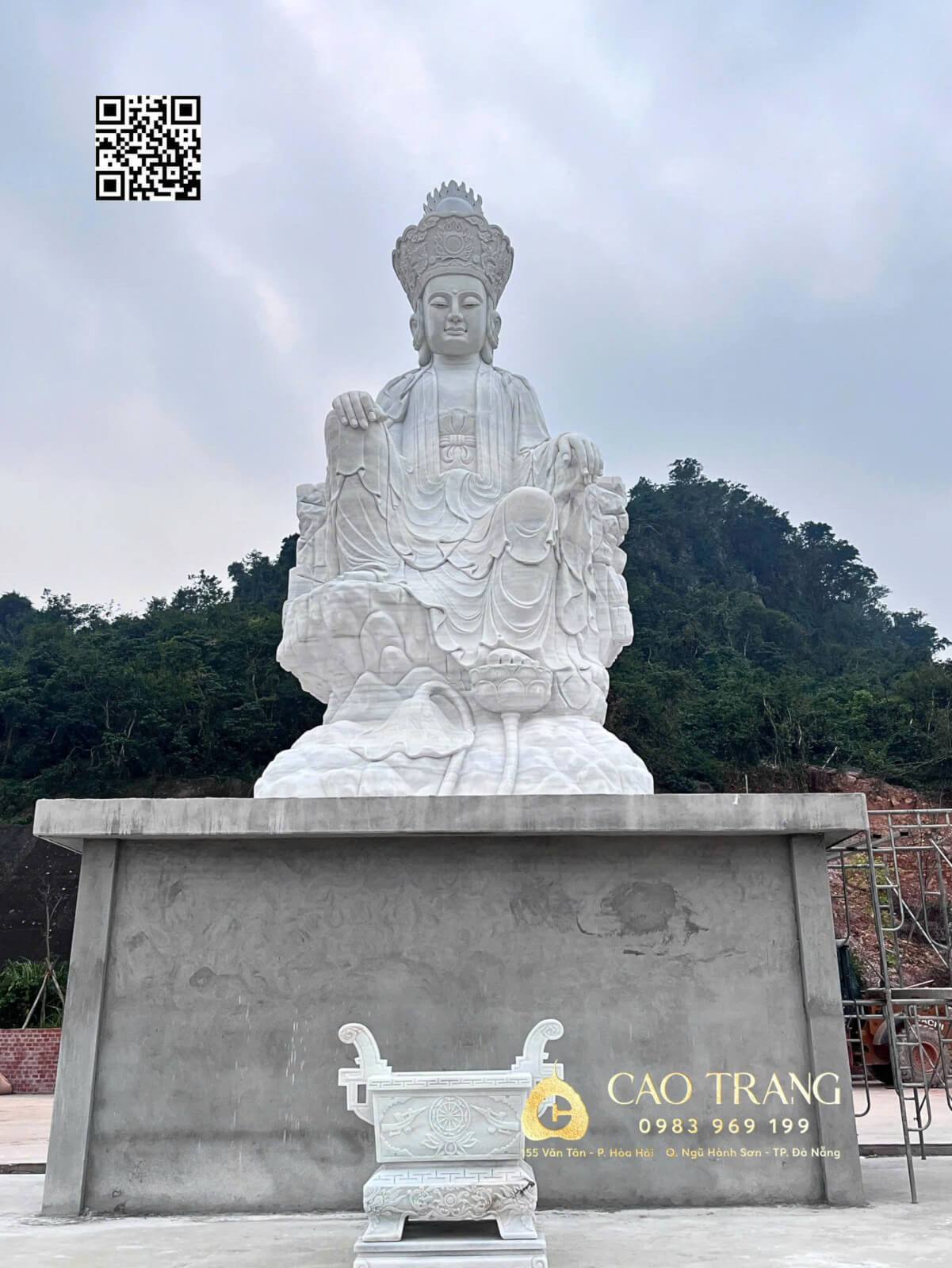 Tôn tượng Ngài Quan Âm Tọa Sơn cao 8M về nơi an vị tại Thiền Viện Trúc Lâm Yên Thành 2 tuong ngai quan am huong son 8m 2