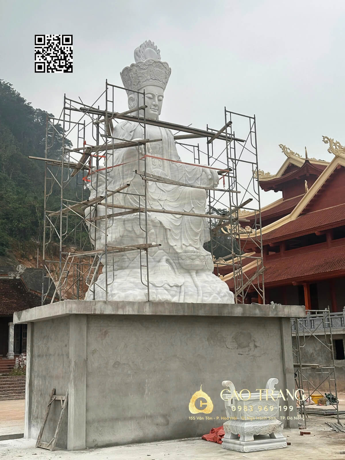 Tôn tượng Ngài Quan Âm Tọa Sơn cao 8M về nơi an vị tại Thiền Viện Trúc Lâm Yên Thành 4 tuong ngai quan am huong son 8m 7