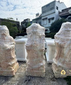 Tượng Phúc Lộc Thọ cao 1m6 bằng đá vàng 4 tuong phuc loc tho bang da vang cao 1m6 8