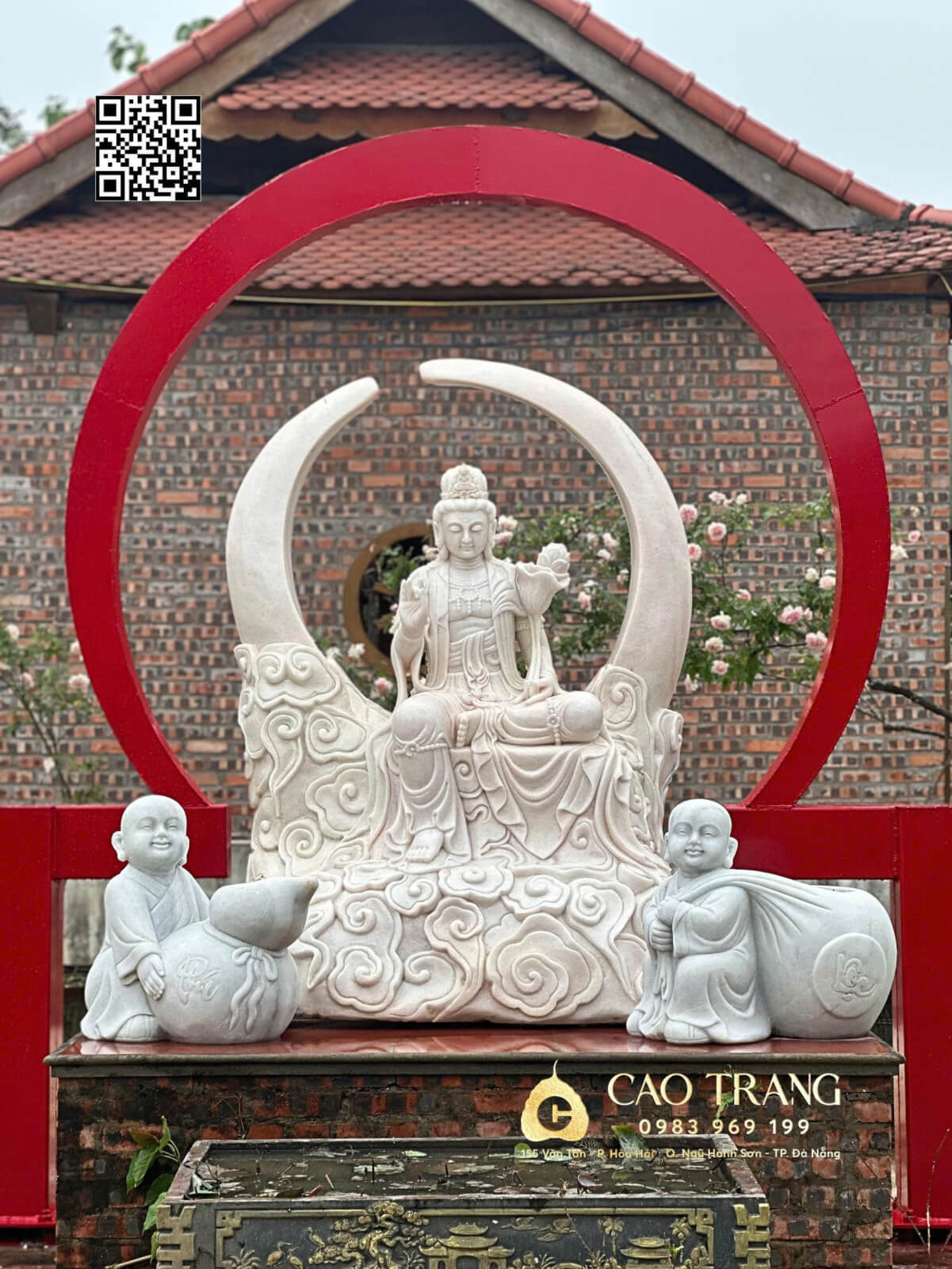 Tượng Tự Tại Ngồi cao 1m6 bằng đá cẩm thạch hồng 19 tuong tu tai ngoi cao 1m6 1