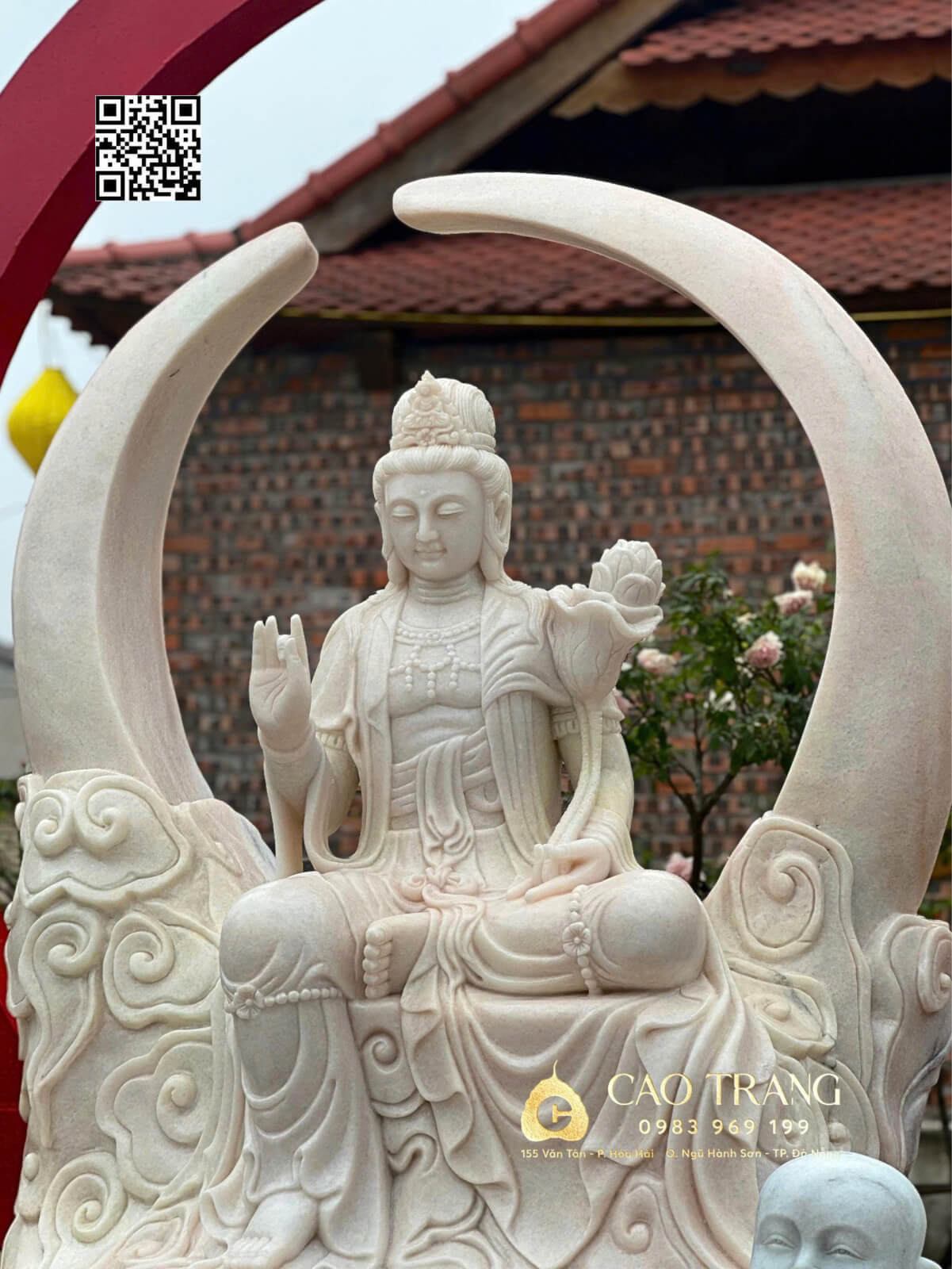 Tượng Tự Tại Ngồi cao 1m6 bằng đá cẩm thạch hồng 15 tuong tu tai ngoi cao 1m6 3