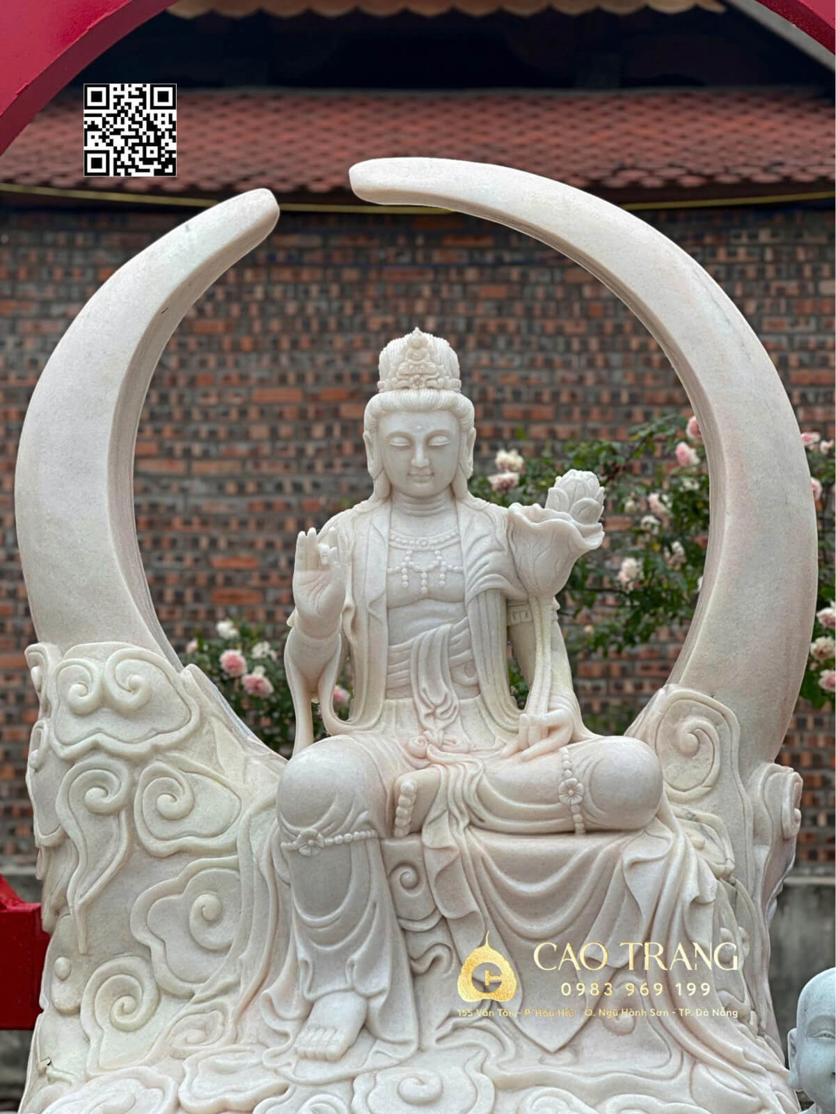 Tượng Tự Tại Ngồi cao 1m6 bằng đá cẩm thạch hồng 16 tuong tu tai ngoi cao 1m6 4