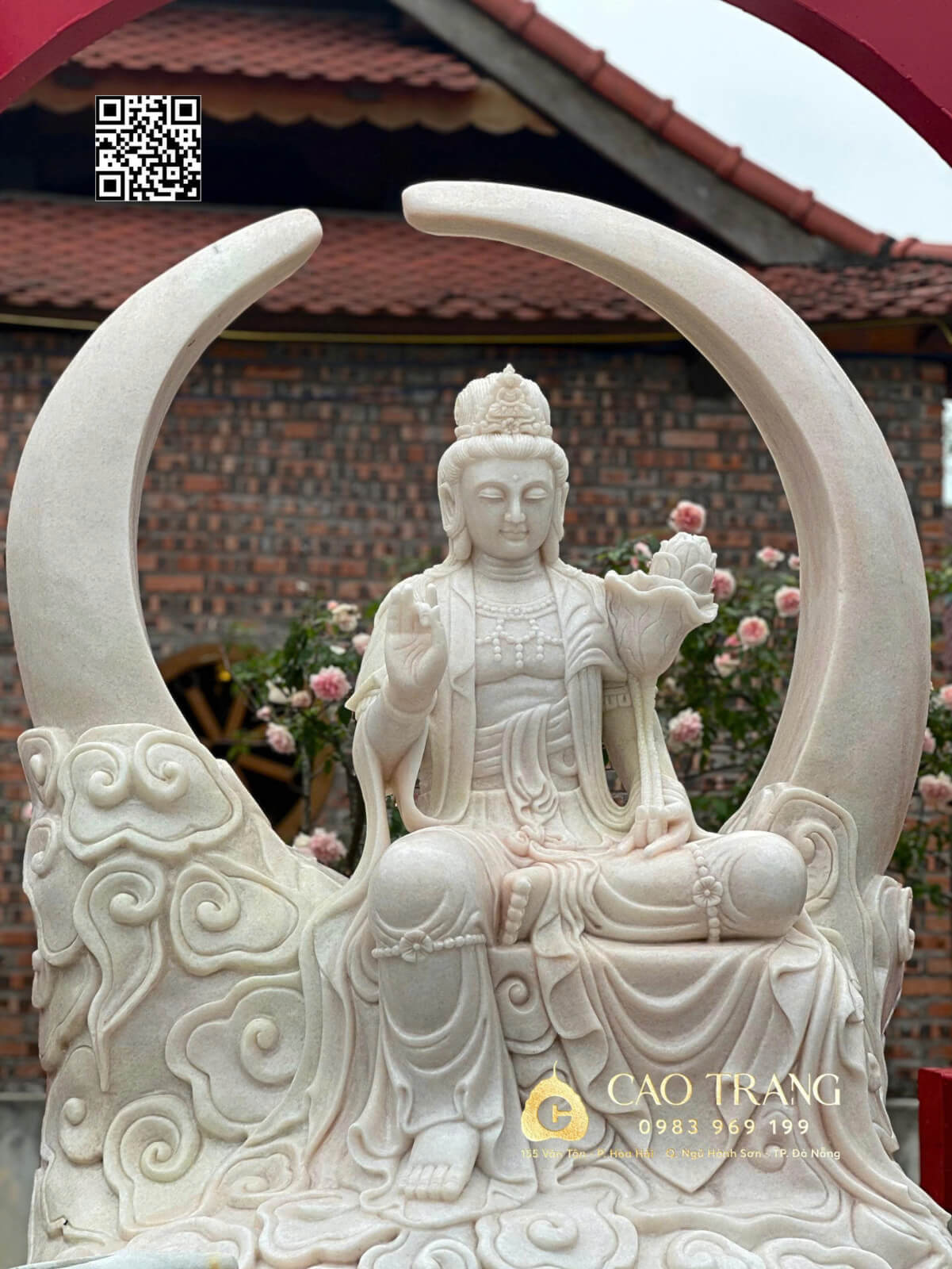 Tượng Tự Tại Ngồi cao 1m6 bằng đá cẩm thạch hồng 17 tuong tu tai ngoi cao 1m6 5