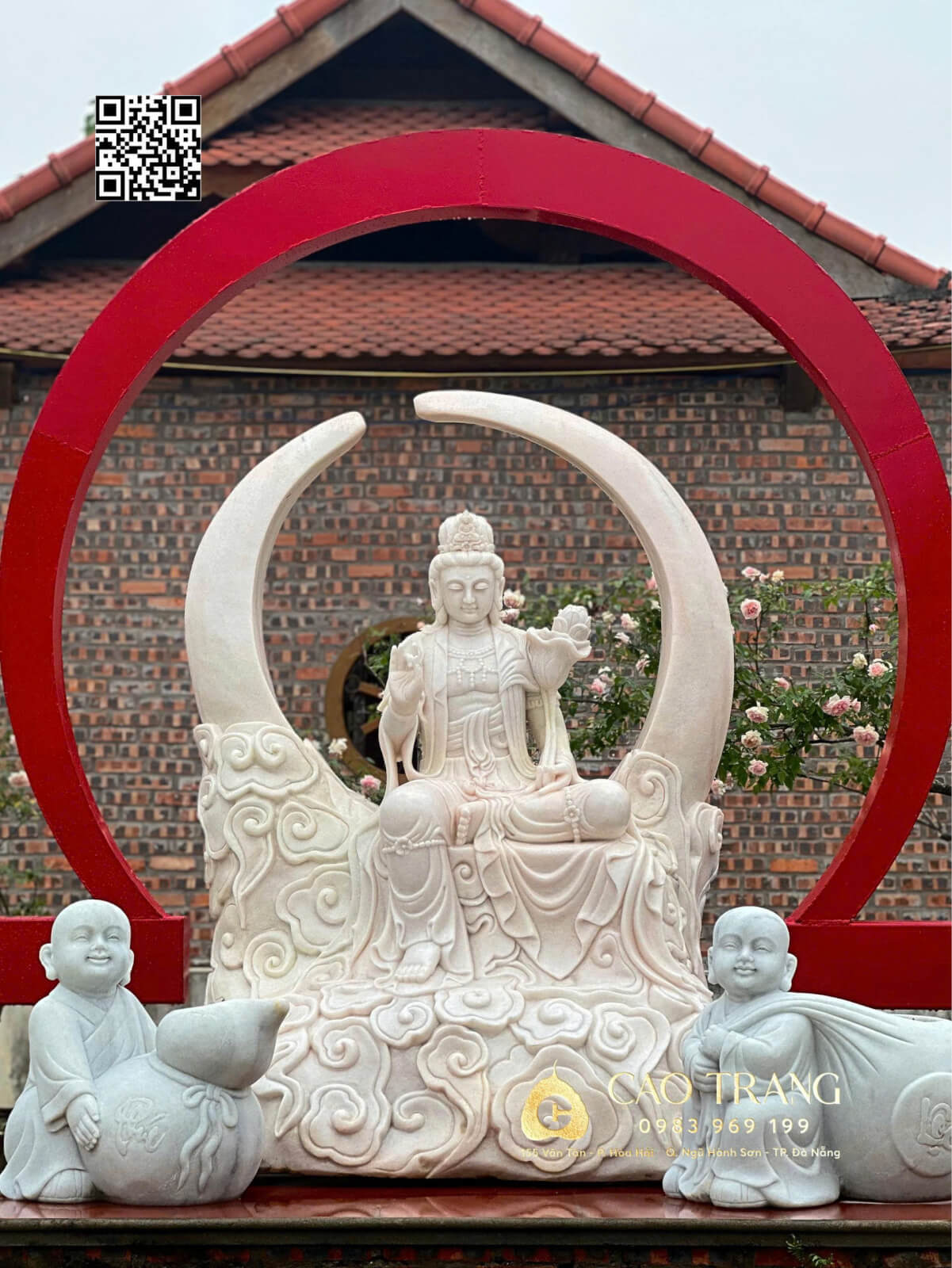 Tượng Tự Tại Ngồi cao 1m6 bằng đá cẩm thạch hồng 18 tuong tu tai ngoi cao 1m6 6